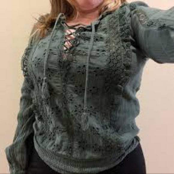 American Eagle boho long sleeve cotton top - Picture 1 of 6